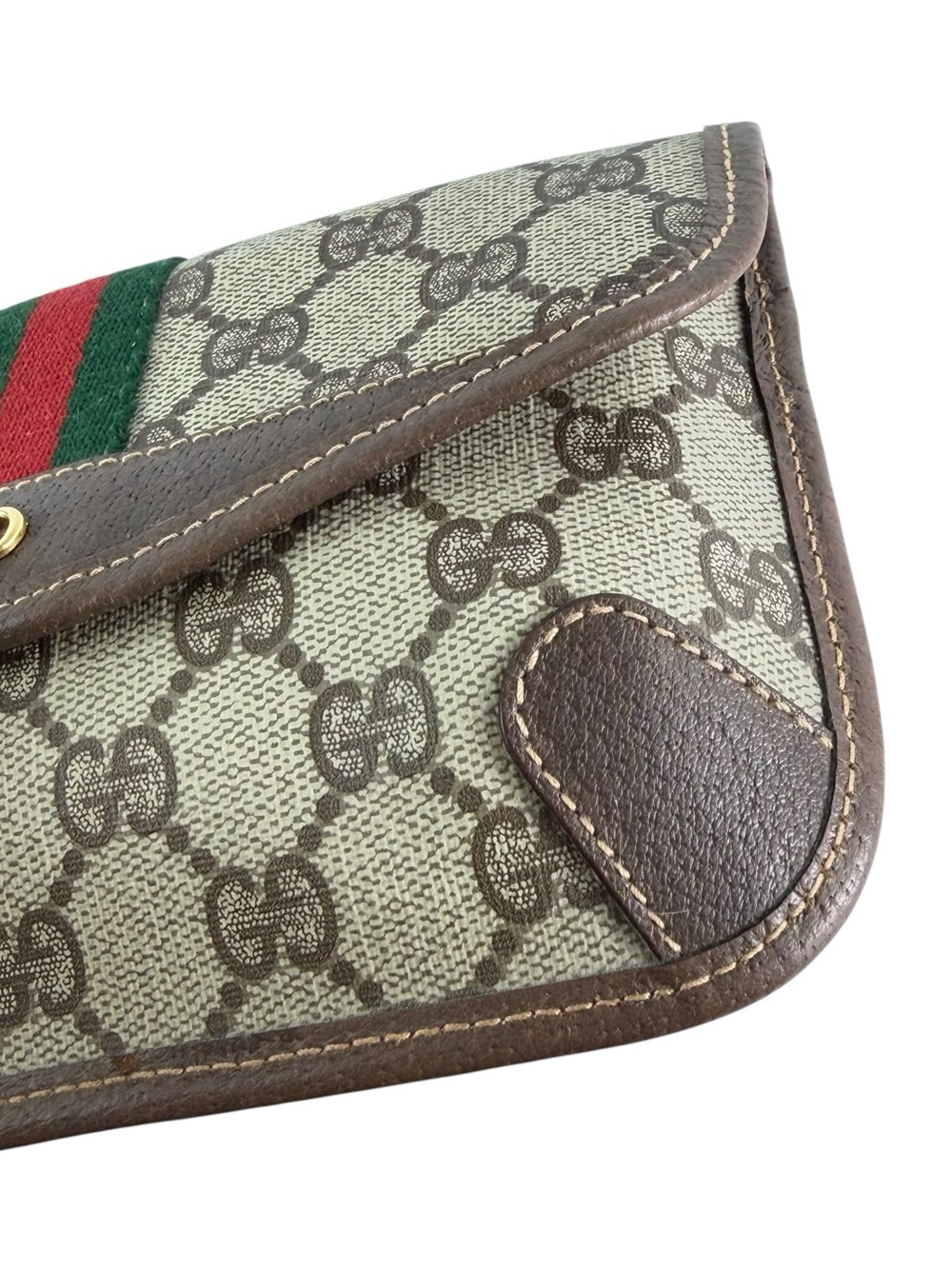 GUCCI Sherry Line Brown GG Canvas and Leather Trim Mini Clutch Pouch Coin Purse - Picture 11 of 17